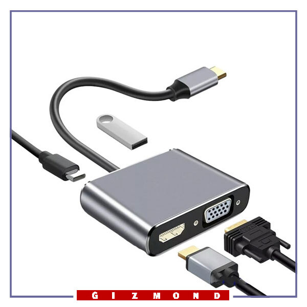 هاب 4 پورت تایپ سی کوتسی Coteci UCB-C To HDMI Multiport Adapter 83013