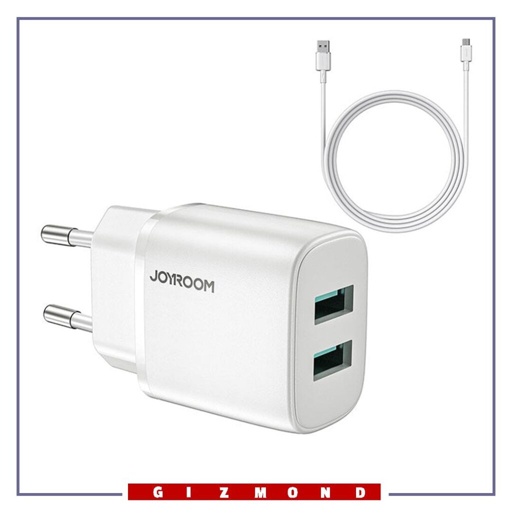 آداپتور شارژ دو پورت همراه با کابل جویروم JOYROOM Mini Fast Charger Dual Ports L-2A123