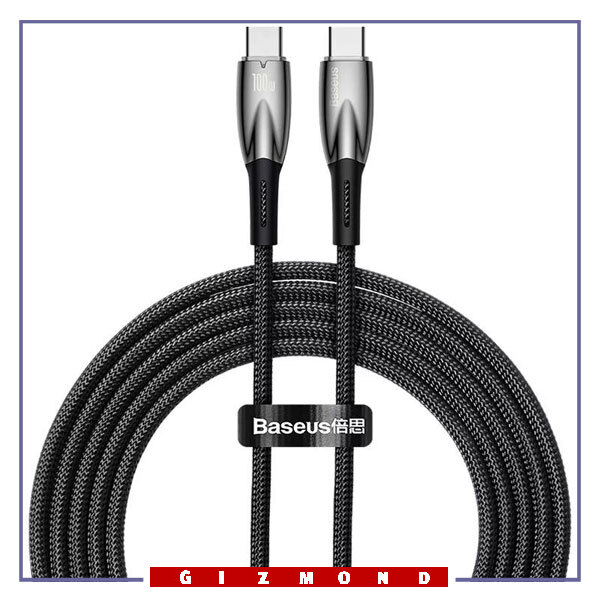 کابل دو سر تایپ سی 100 وات 1 متر بیسوس Baseus Glimmer Type-C To Type-C Fast Charging Data Cable CADH000701